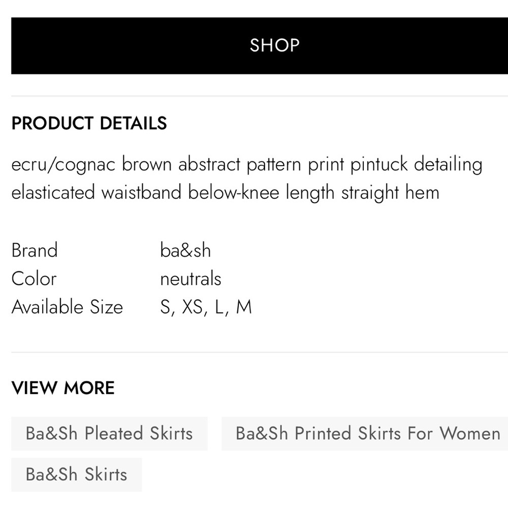 Ba&Sh Ecru Abstract Floral Midi Lady Skirt Pintuck Pleat Size 0 - Picture 13 of 13